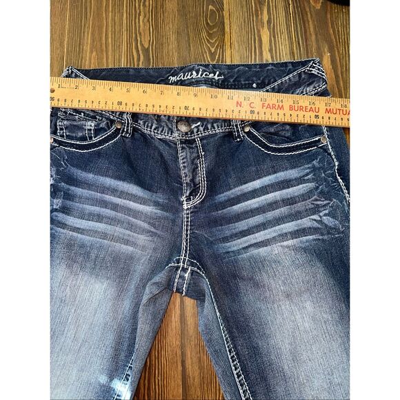 Maurices Womens Bootcut Jeans 14 medium Wash Heavy Stitch Stretch - Picture 6 of 9